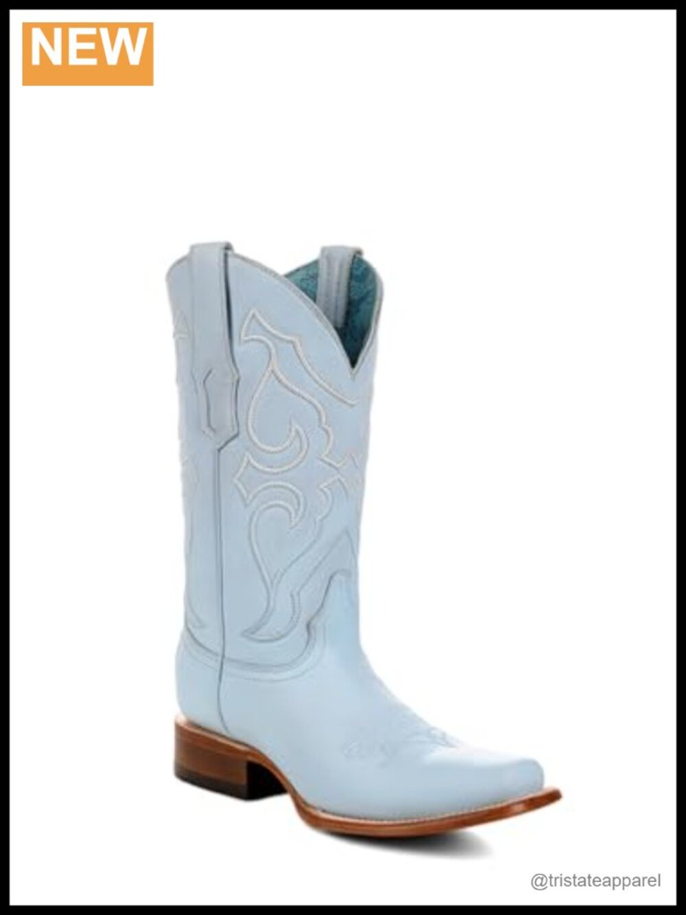 Corral Western Boots Mid-Calf Cowboy Heel Square Toe Leather Pull-On